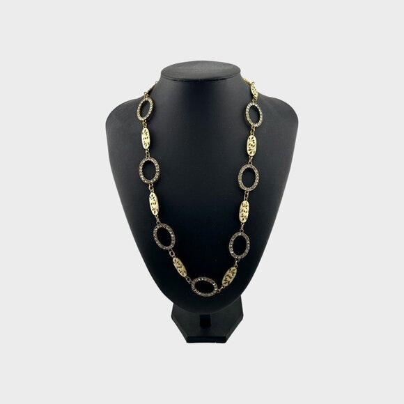 Vintage Handmade Women's Enamel and Rhinestone Link Necklace NEW - Picture 2 of 11